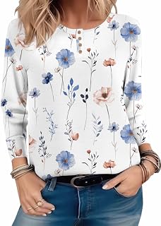 Zeagoo Long Sleeve Shirts for Women Henley T Shirts Loose Fit Tunics Dressy Casual Work Blouses Fall Fashion Tops