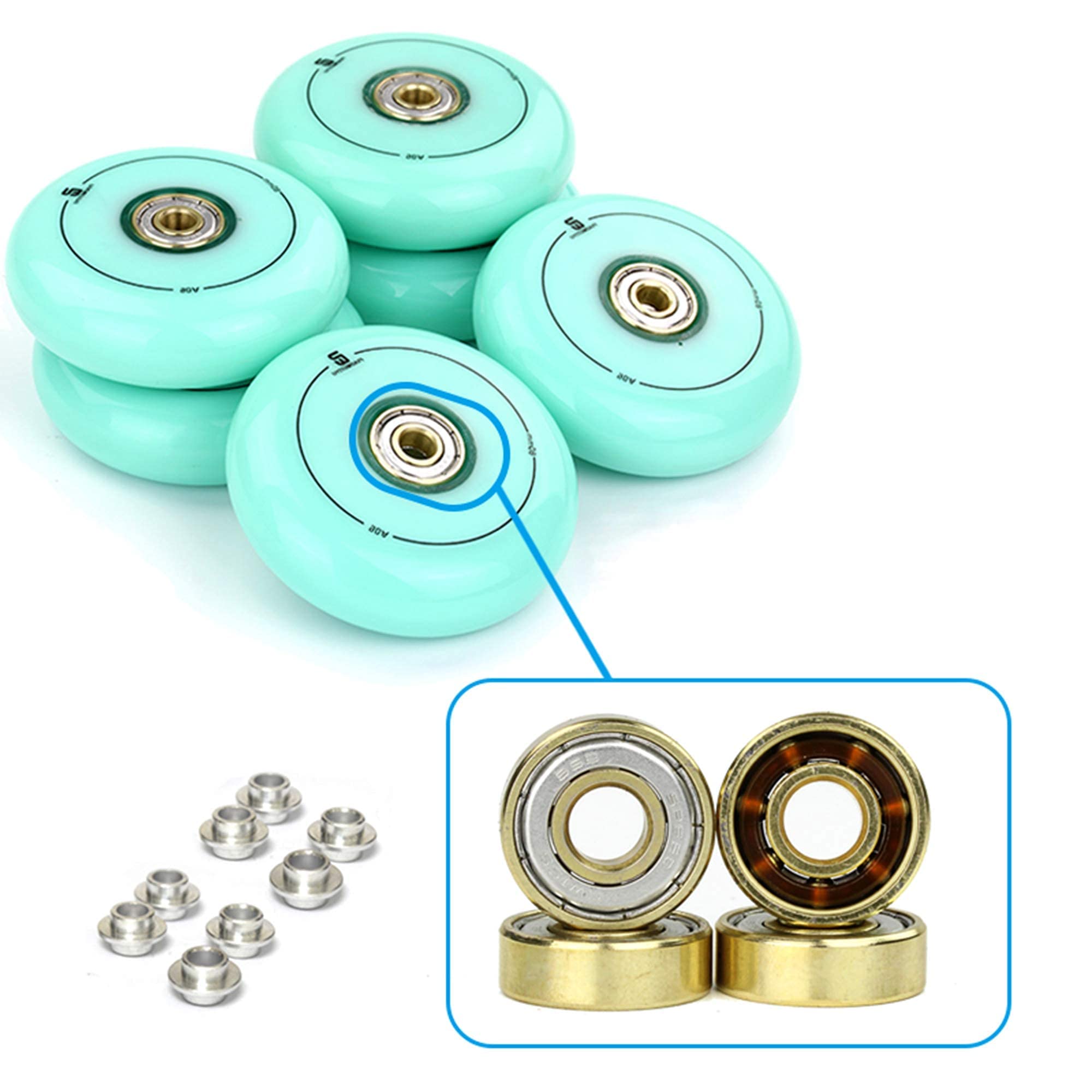 Ruote Di Pattinaggio In Linea Confezione Da 8 Ruote In Linea Con Cuscinetto ABEC-9 68mm 72mm 76mm 80mm 83A Ruote Sostitutive In Linea - Foto 4