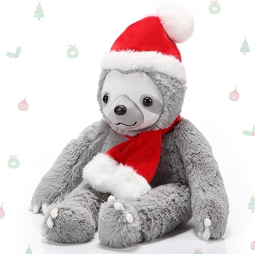Threan Muñeco de peluche de Navidad de 8 pulgadas con sombrero de Papá Noel para decoración navideña, regalos de invierno de Navidad (estilo