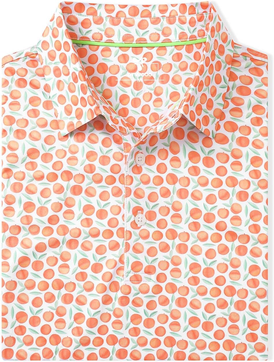 Men' s Golf Shirts Short Sleeve Print Performance Moisture Wicking Dry Fit Golf Polo Shirts for Men