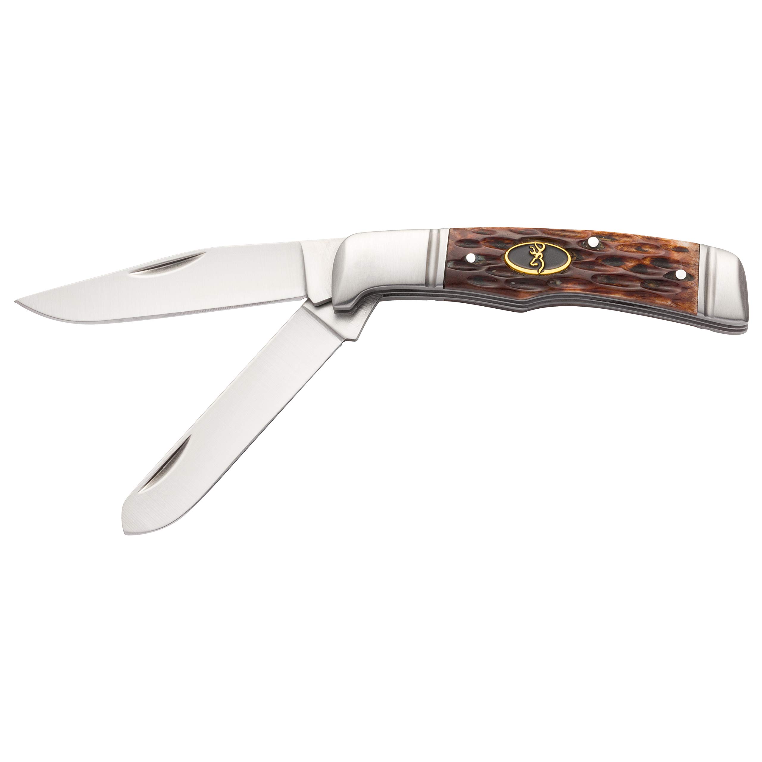 Browning, Joint Venture Knives, Jigged Bone, 2 Blades, 2" Blade, Drop Point and Spay Point Blade, Brown, Boxed