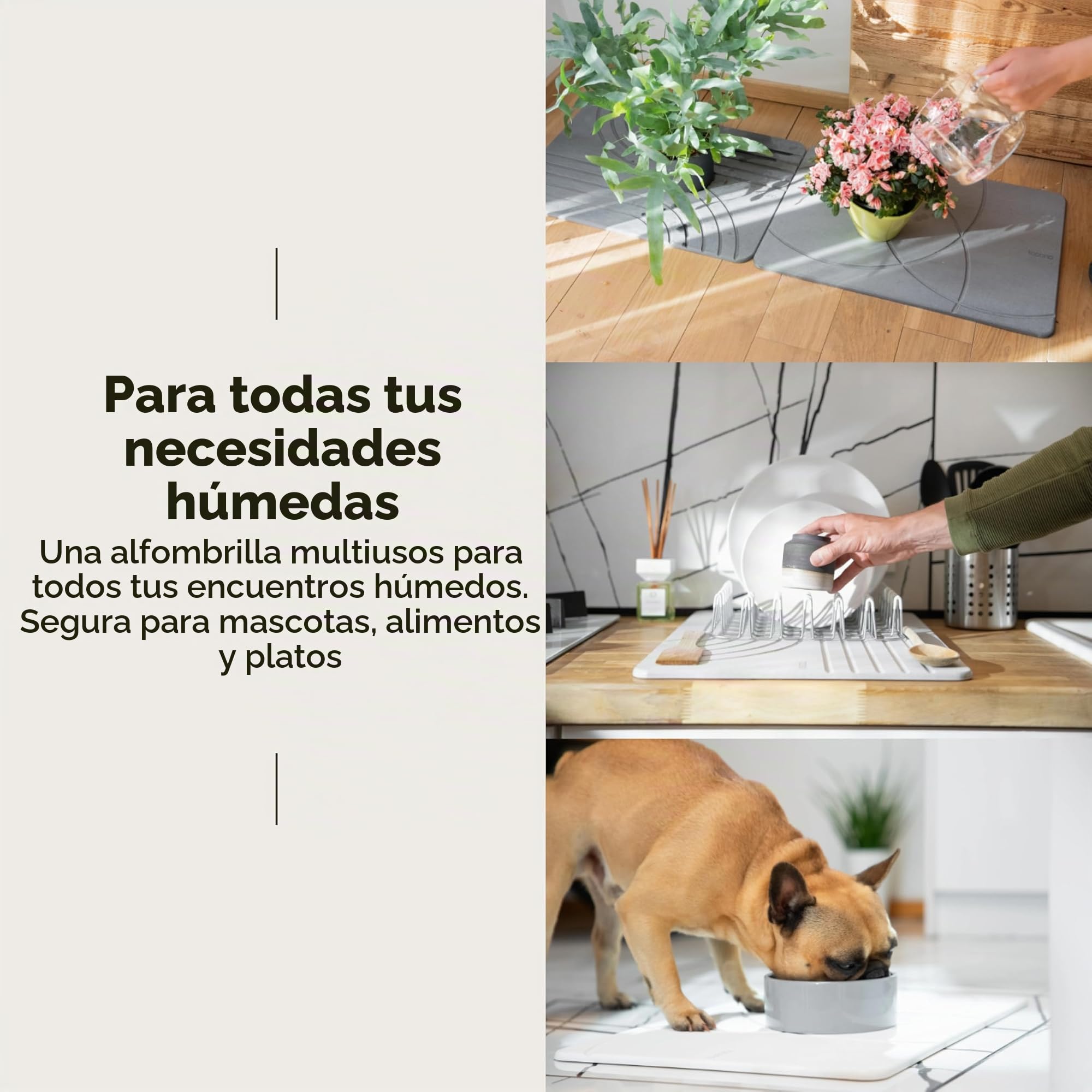 TOSORO Alfombrilla de baño de Piedra, Alfombra Antideslizante de Tierra de diatomeas para Ducha, Secado rápido y Absorbente, diseño Elegante y Moderno, fácil de Limpiar, 60 x 38 cm, Color Grafito