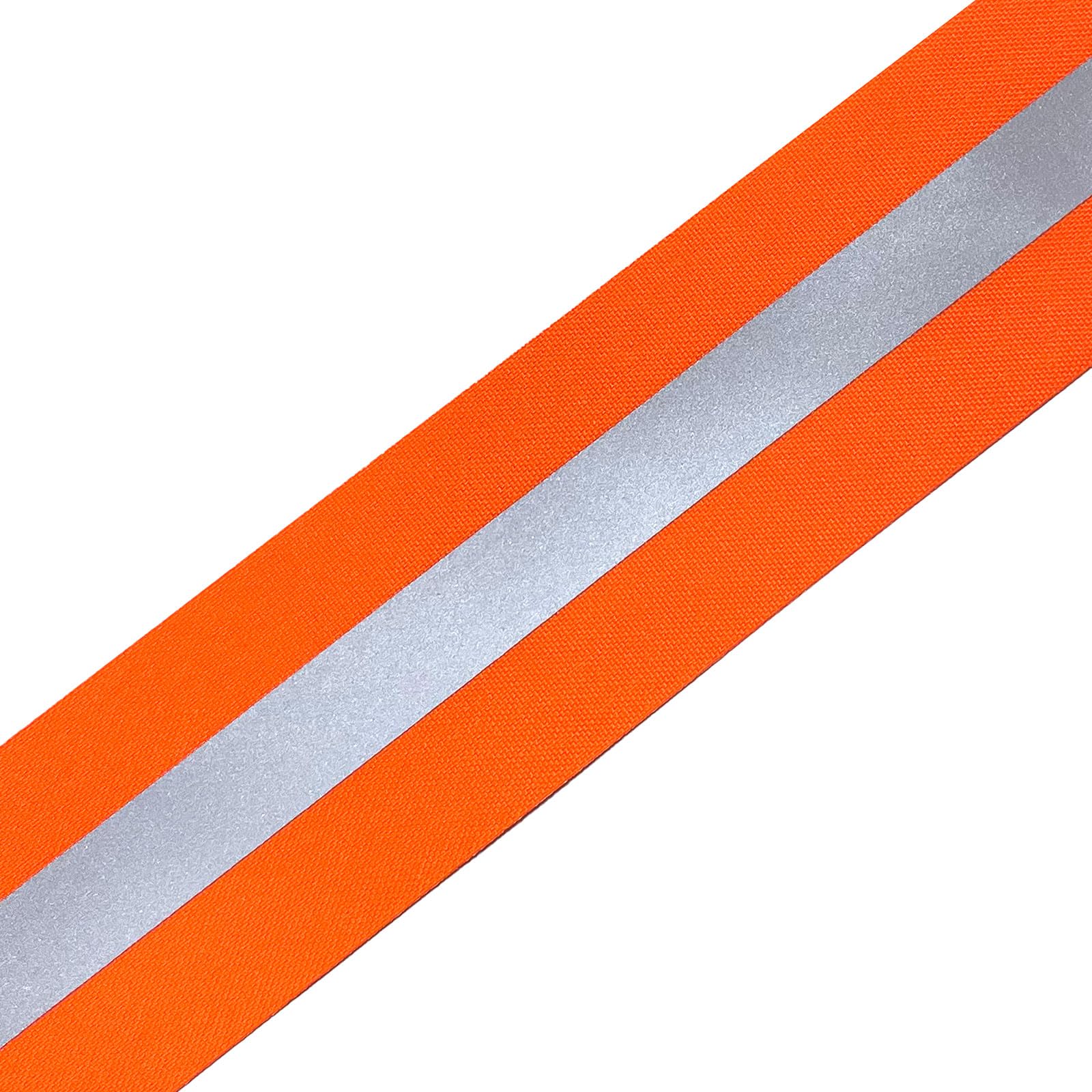 Bande Réfléchissante 100% Polyester 100 Mètres x 50 mm Orange Fluo Ruban de Sécurité Haute Visibilité Réfléchissant≥300