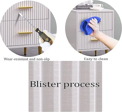 Miniatura 7 de Mesita de Noche MDF pequeña mesita de noche nórdica de lujo delgada con 2 cajones y asas de metal, corredores para dormitorio, sofá, mesa auxiliar