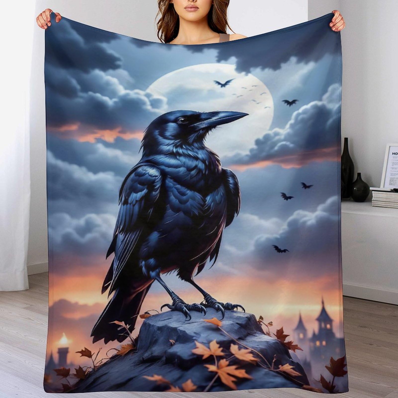 Couverture corbeau en flannel haut de gamme jeté de lit et canapé