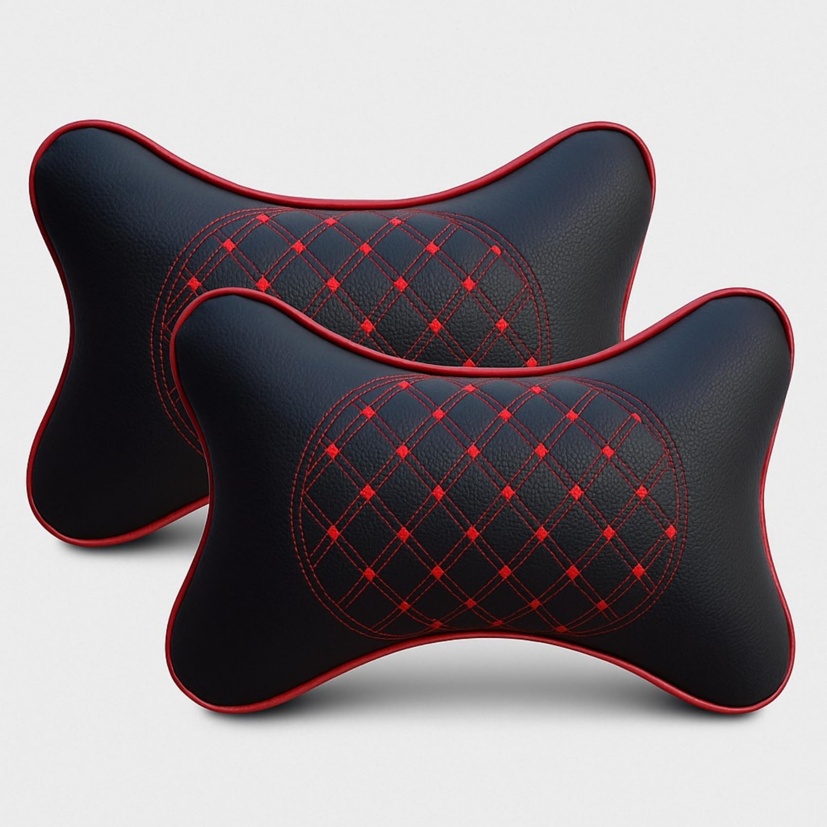 Adroitz Universal Car Neck Rest Pillow Cushion Set, Durable Memory Foam, Ergonomic Headrest, Breathable Neck Support, Long Drives, Car Seat Accessory, SUVs, Trucks, Sedans, All Vehicles