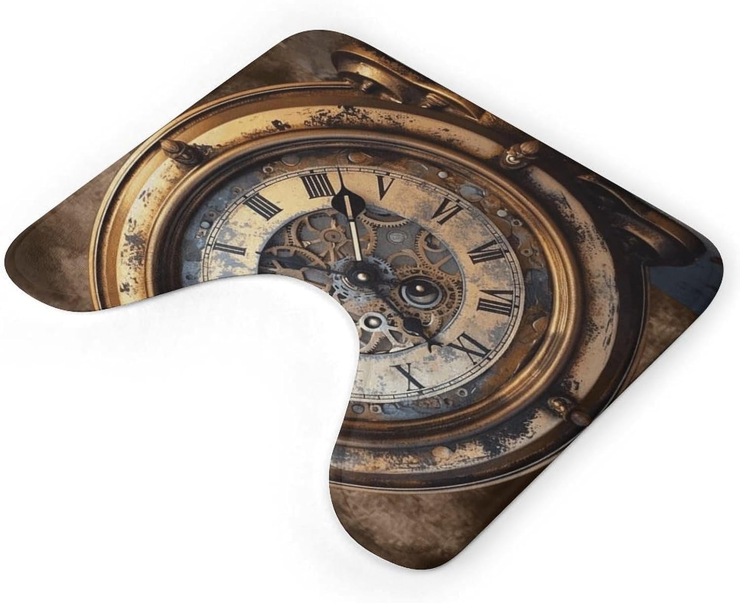 Steampunk Clock U-Shaped Toilet Bath Mat Absorbent 16x20 Inch image 5