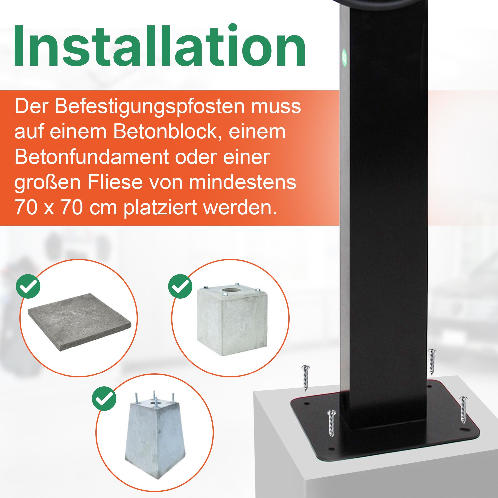 LDY Wallbox stojak do Zaptec Pro, wolnostojąca instalacja na wjeździe lub parkingu, do użytku na zewnątrz, metalowa podstawa z uchwytem na wtyczkę, Wallbox Zaptec Pro