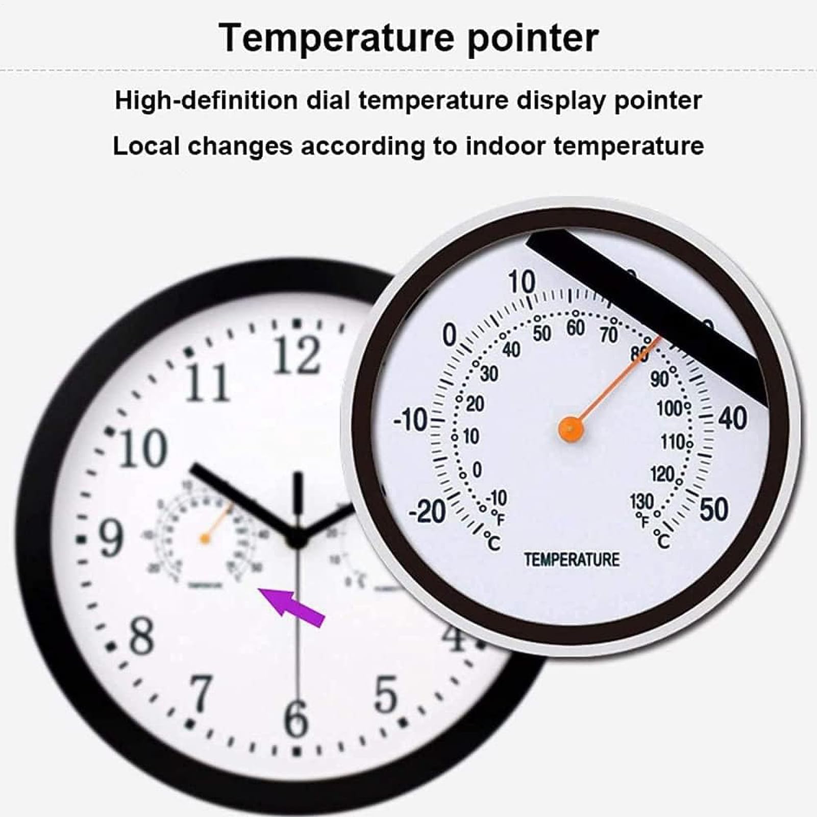 Genérico Relojes de Exterior Impermeables, Gran Reloj De Jardín con Alarma, Reloj De Pared Silencioso para Exteriores con Higrómetro para Patio, Piscina, Jardín, Terraza Y Decoración del Hogar