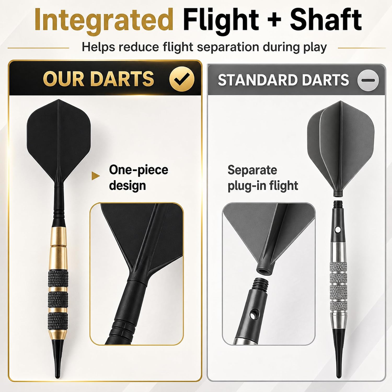 Soft Tip Darts Set 18g, 3 Pack with Brass Barrels and Case | integrated flights, 30 replacement tips and slim case for electronic boards, home games or travel