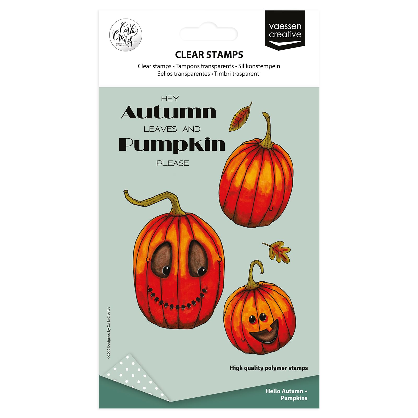 Vaessen Creative Clear Stamps 13 Pcs - Pumpkins - Scrapbooking, Stamping and Card Making Supplies for Crafting