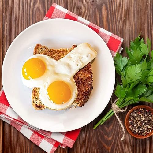 Miniatura 6 de Divertidos anillos de cocción de huevos fritos, antiadherente de acero inoxidable, dispensador de masa para panqueques, moldeador de moldes fritos