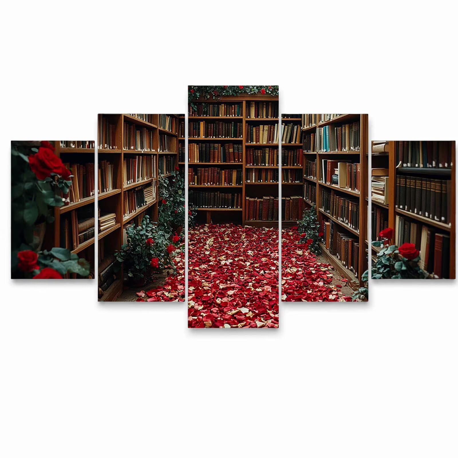 5 Pack Leuchtend Malen Nach Zahlen Erwachsene Bücherregal YCBZ-2370 | DIY Set Erwachsene mit Pinselset Acrylfarben Set Fünf Leinwand zum Bemalen Skateboard Deko Wohnzimmer Geschenke für Frauen
