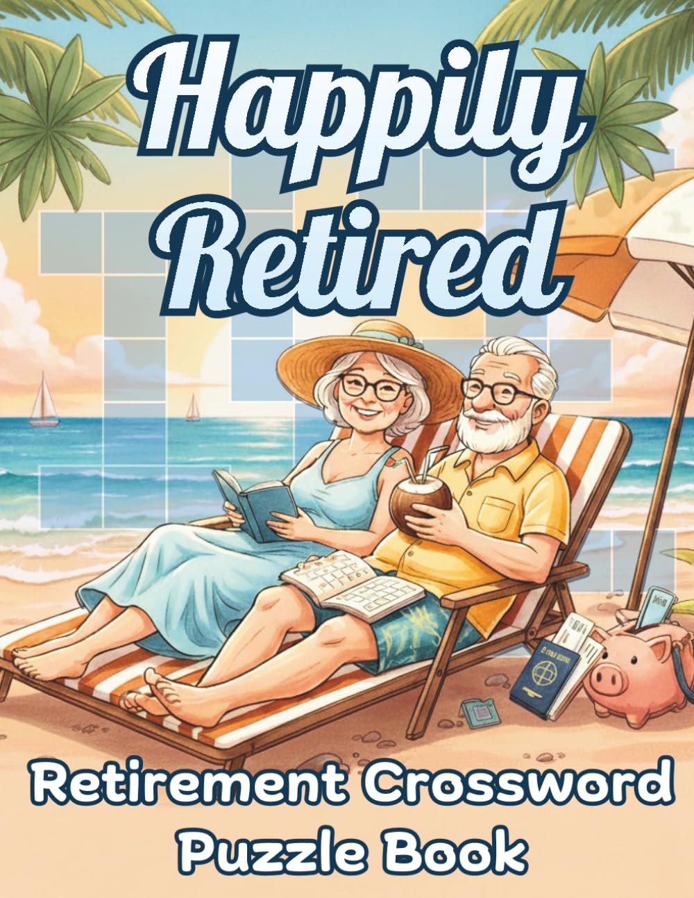 Happily Retired - Retirement Crossword Puzzle Book for Seniors & Adults: 50 Large Print Puzzles About Relaxation, Travel, Hobbies & More