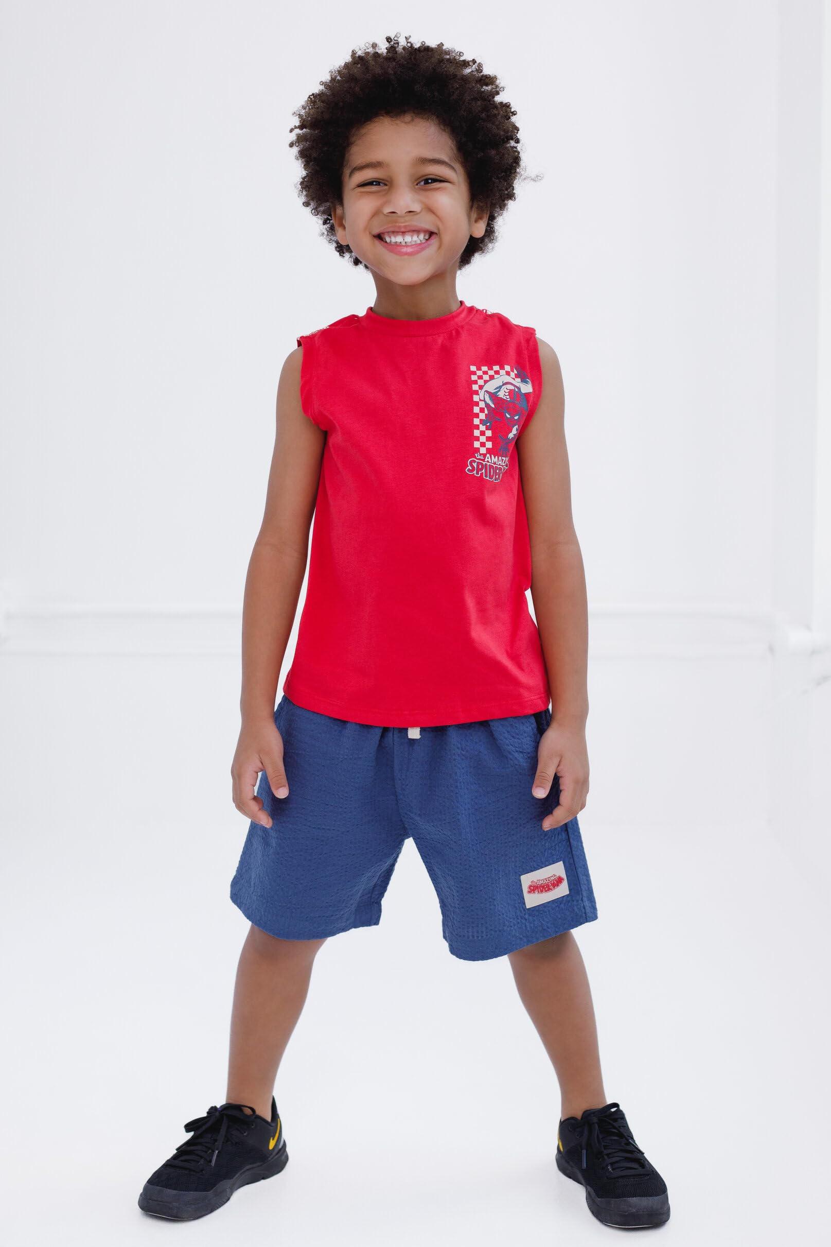 Marvel Spider-Man - Completo con canottiera e pantaloncini, taglie da bambino a bambino grande (2T - 14-16)