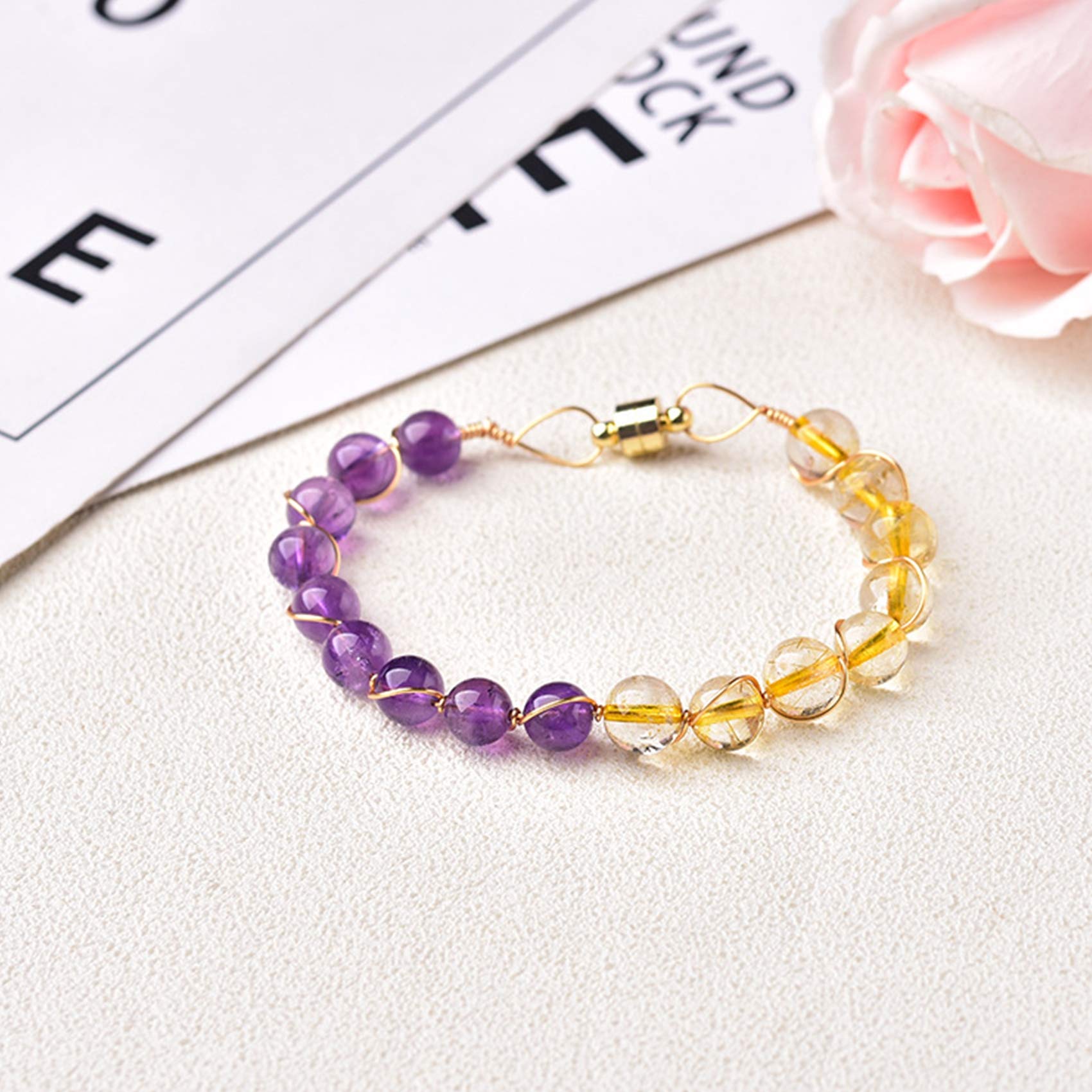 Bracelet quartz améthyste bonheur au quotidien et sérénité Feng Shui féminin