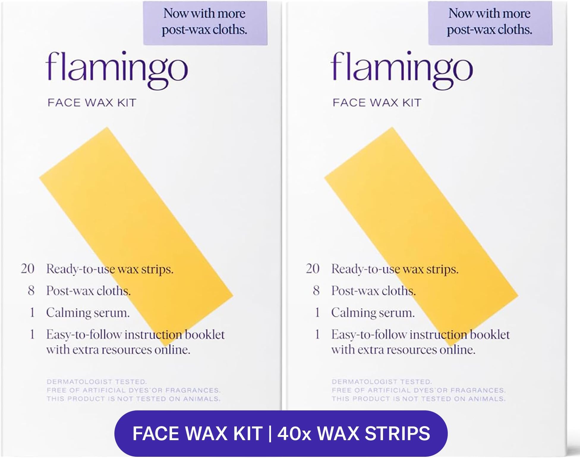 Women Face Waxing Kit, Facial Waxing Kit with 20 Wax Strips for Face, 8 Post-Wax Cloths, and 1 Post-Wax Serum, Pack of 2