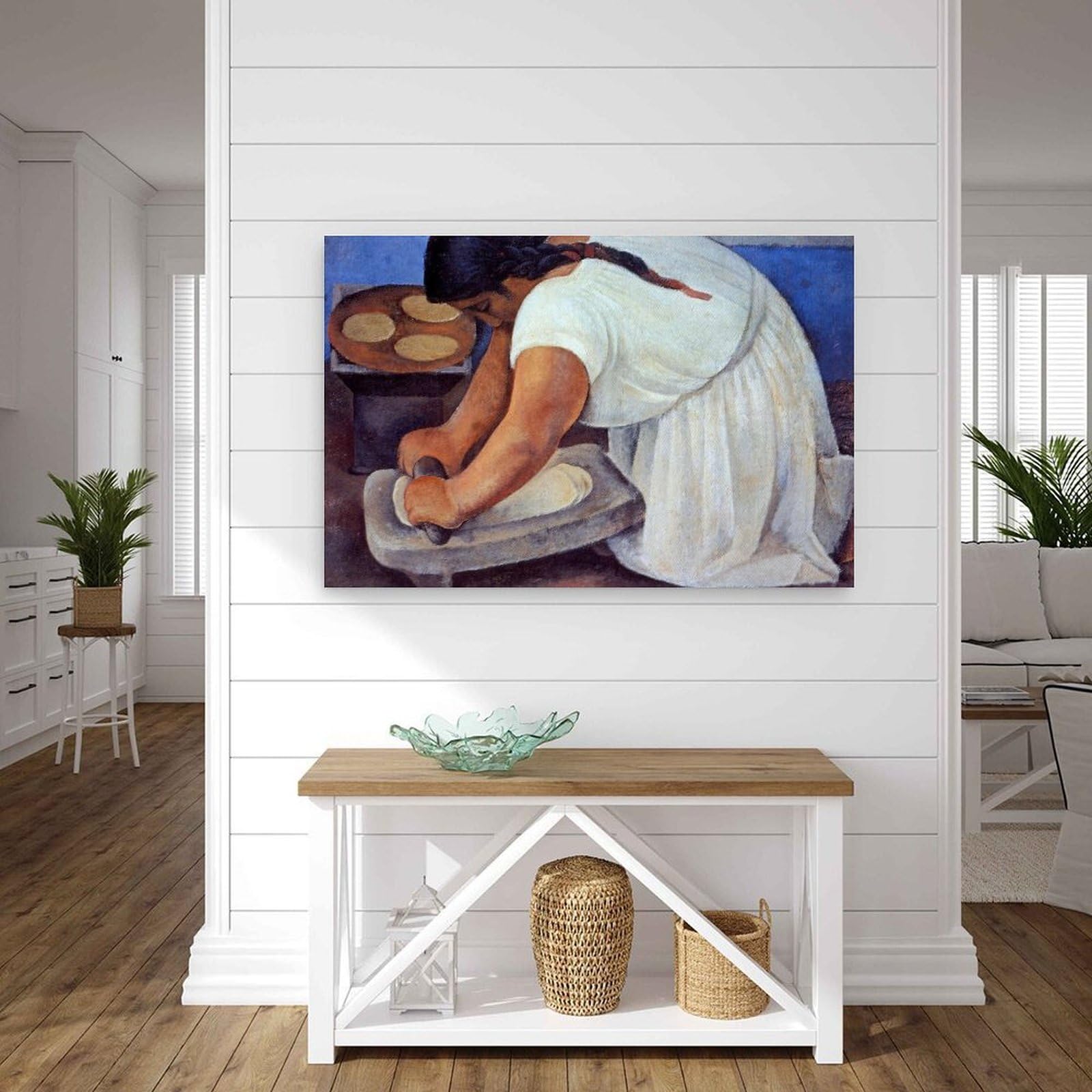 Frau Beim Mahlen Von Mais Poster Canvas Print Art Rustic Modern Wandkunst Gemälde Bilder Wanddeko Elegant Wohndeko Für Wohnzimmer Küche Schlafzimmer by Diego Rivera's Modern Home Schlafzimmer Wand Kun