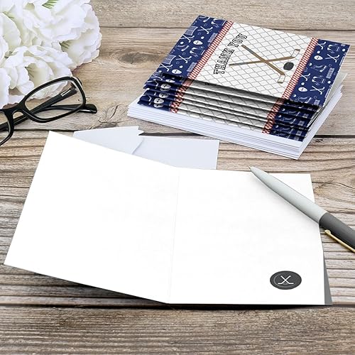 Miniatura 3 de Big Dot of Happiness Shoots and Scores - Hockey - Tarjetas de agradecimiento para baby shower o fiesta de cumpleaños (8 unidades)