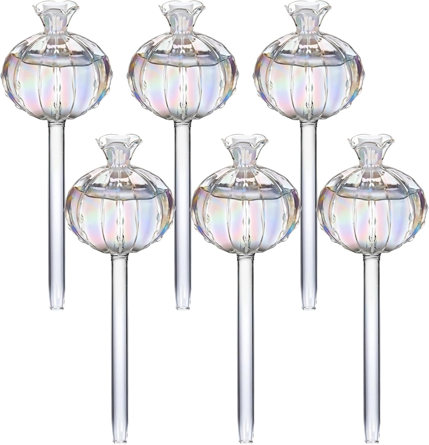 6 Pcs Plant Watering Globes, Glass Self-Watering Globes, Guava-Shaped, Automatic Irrigation Bulbs for Indoor Outdoor Potted Plants