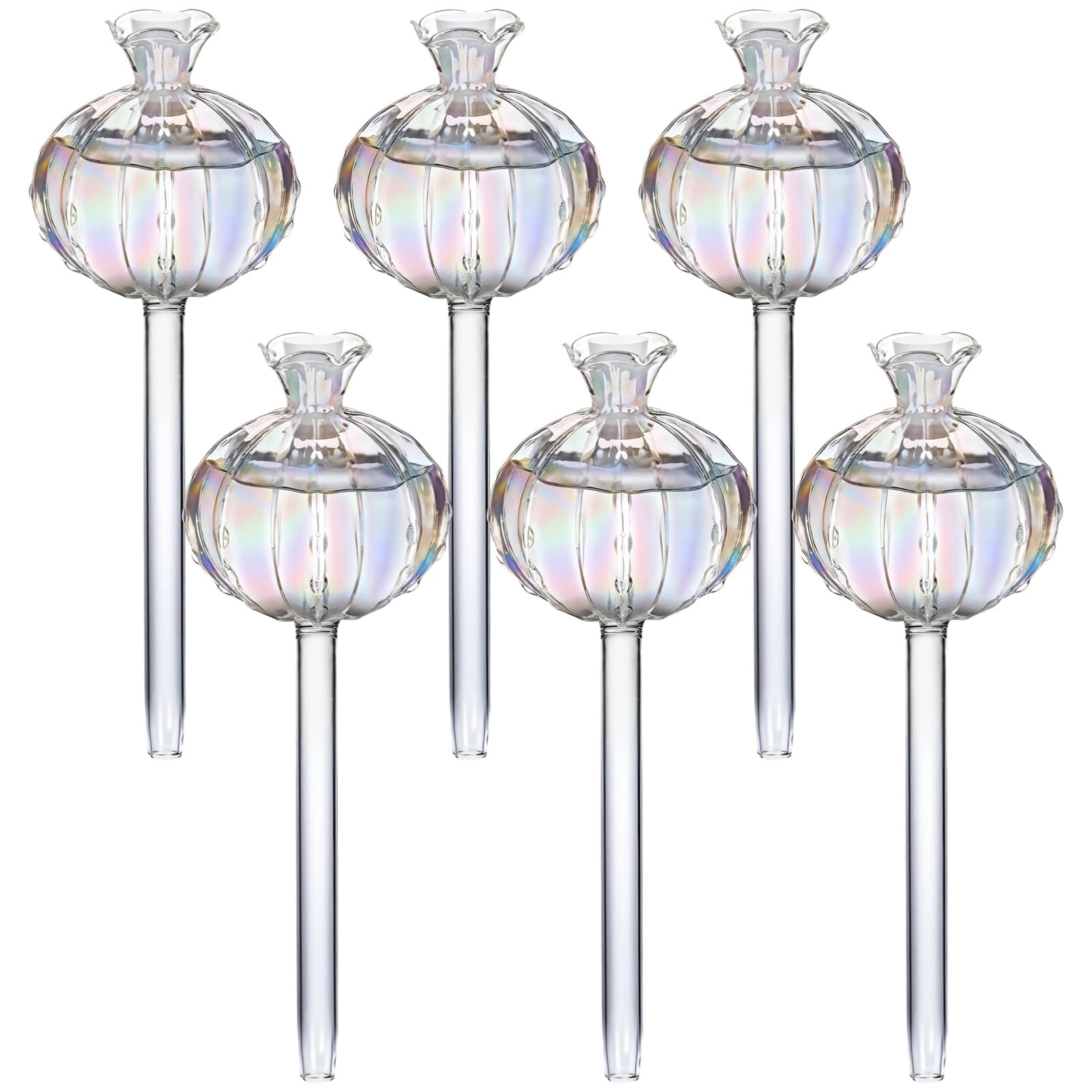 Itoyx 6 PCS Cactus-Shaped Glass Plant Watering Globes, High Borosilicate Self-Watering Stakes, Automatic Irrigation Bulbs for Indoor Outdoor Potted Plants, Decorative Waterer Tool, 3 x 8.9 in