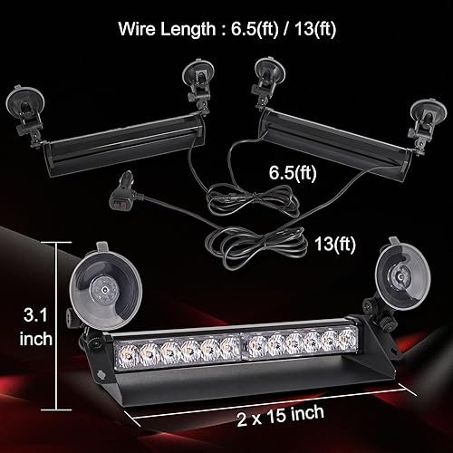 Miniatura 5 de Upgrade 2 in 1 Emergency Strobe Traffic Advisor Light Bar 24LEDs 9 Flash Patterns Safety Hazard Warning Lights Visor Dash Windshield Deck Split