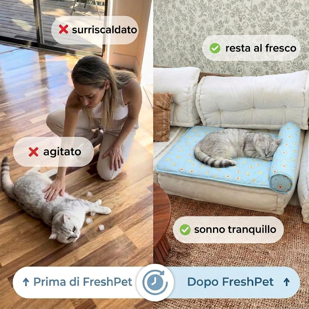 arvento tappetino rinfrescante per gatti, fresco seta ghiaccio M L | tappeto refrigerante cane, materassino auto-raffreddante senza gel fondo antiscivolo lavabile letto estivo traspirante