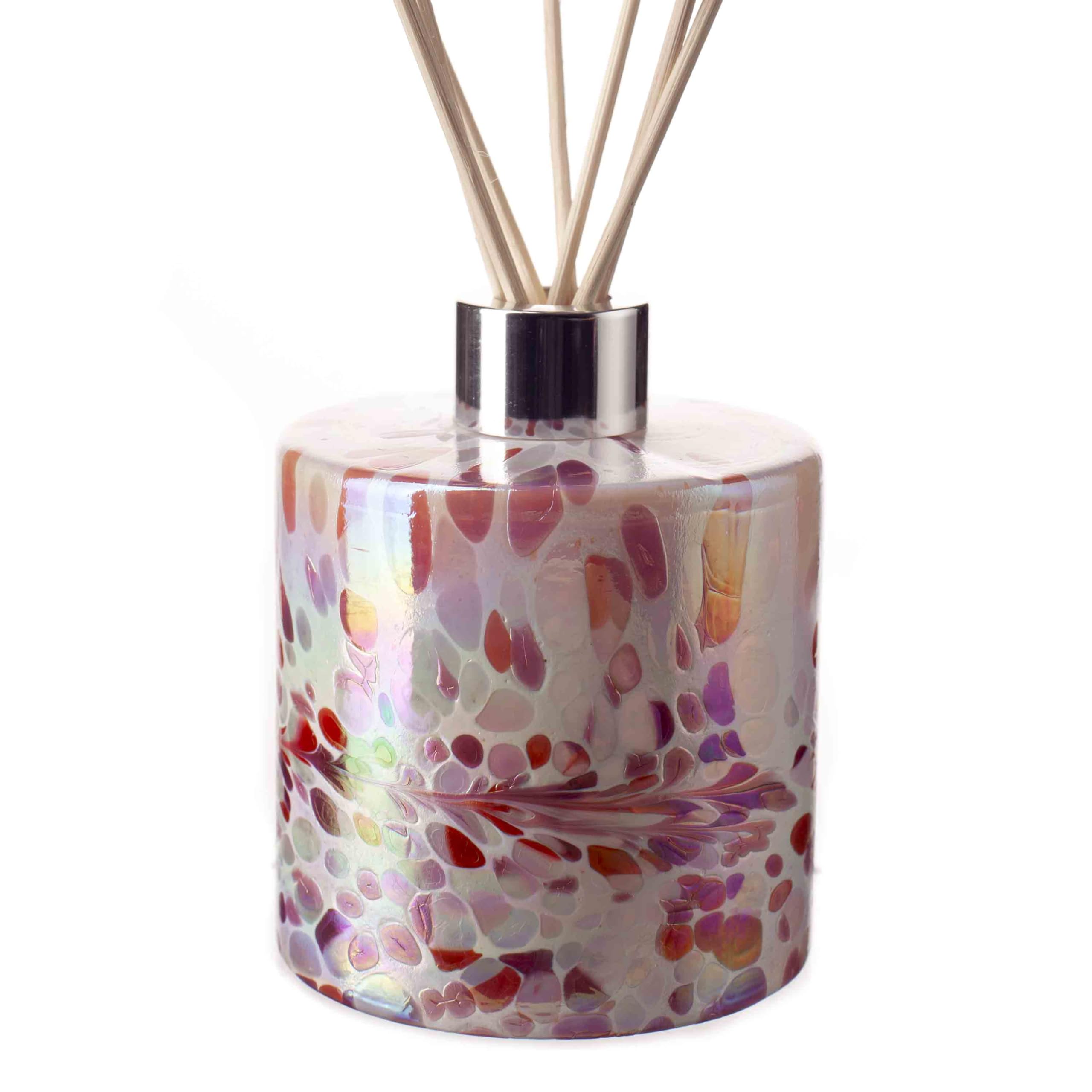 Amelia Art Glass Reed Diffuser Cylinder - Pink, Peach & White