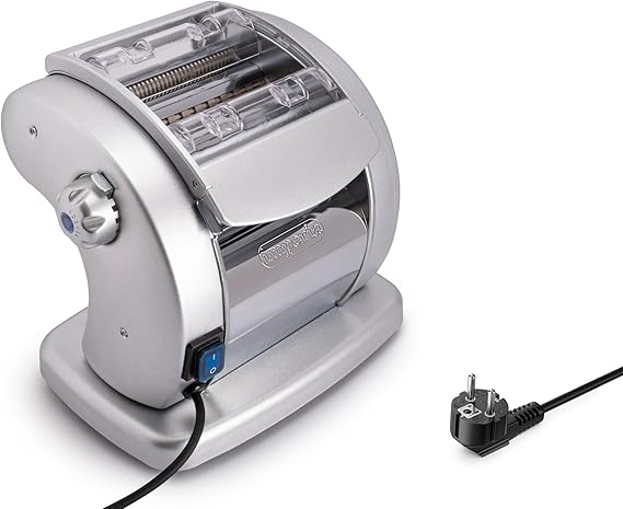 Imperia Pastapresto Maker- Powerful Electric 120v Pasta Machine with Motor- 100% Made in Italy- Heavy Duty Steel Construction w 6 Adjustable Thicknesses- Roller & Cutter for Lasagna, Fettuccine & More