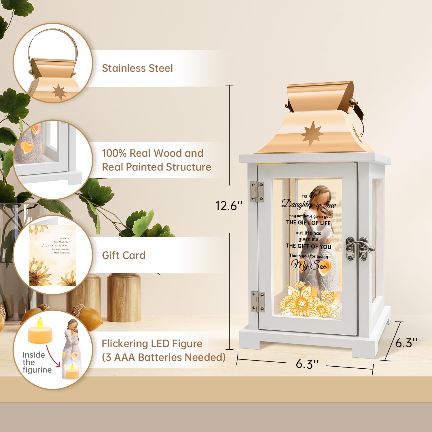 Daughter in Law Mothers Day Lantern Gift from Mother in Law to My Daughter in Law Figure Lantern Surprise, Christmas, Birthday Gift for Daughter in Law