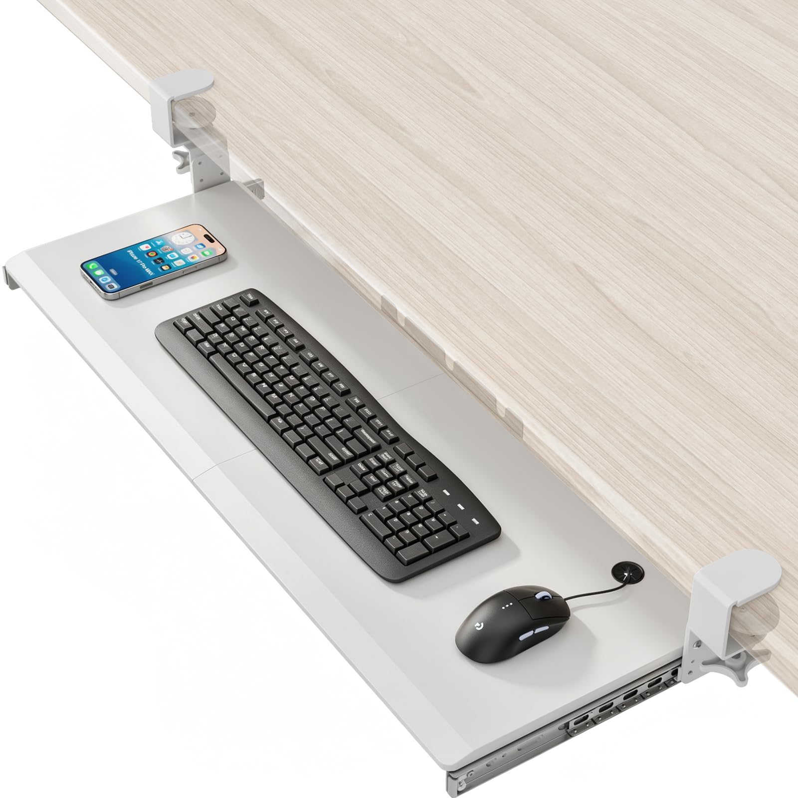 Keyboard Tray Under Desk Pull Out with Extra Sturdy C Clamp Mount System