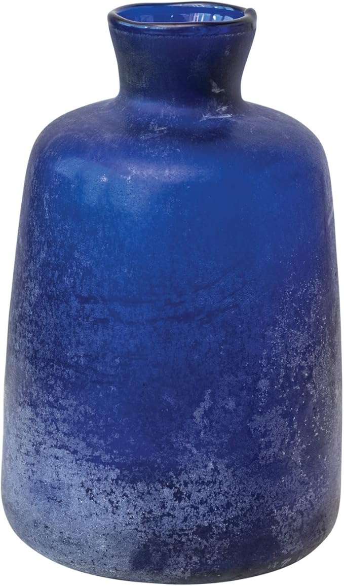 Creative CoOp Distressed Glass, Cobalt Blue Vase Home