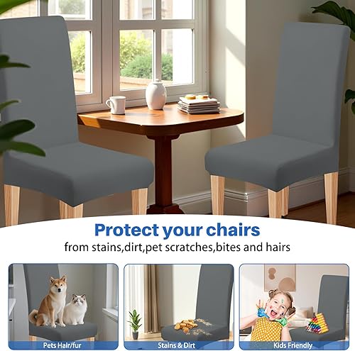 Miniatura 6 de Dioxide Juego de 6 fundas para sillas de comedor de alta elasticidad, fundas suaves para sillas de comedor, extraíbles y lavables, para el hogar,