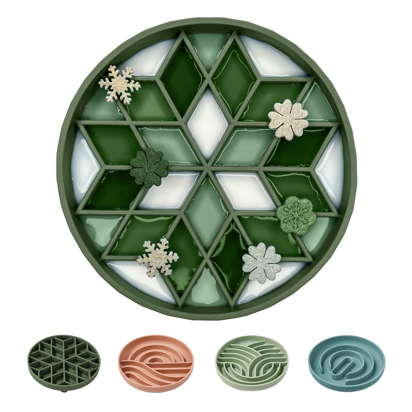 OHMO Slow Feeder Dog Bowls(Camo Green, 7.3