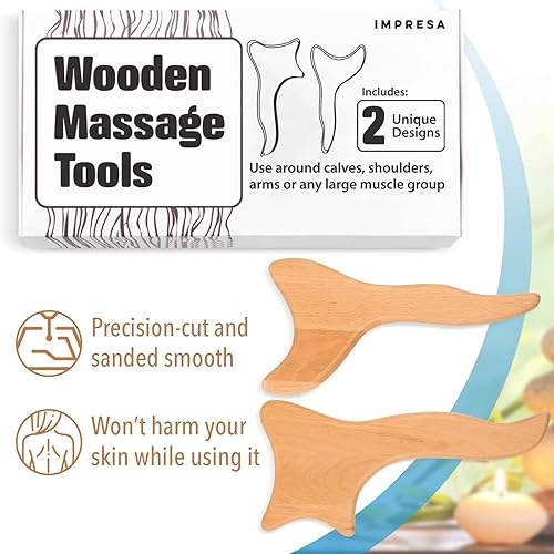 Miniatura 8 de Impresa 2 diseños de paleta de masaje de drenaje linfático – Luchador de celulitis profunda y escultura corporal, herramienta de terapia de madera