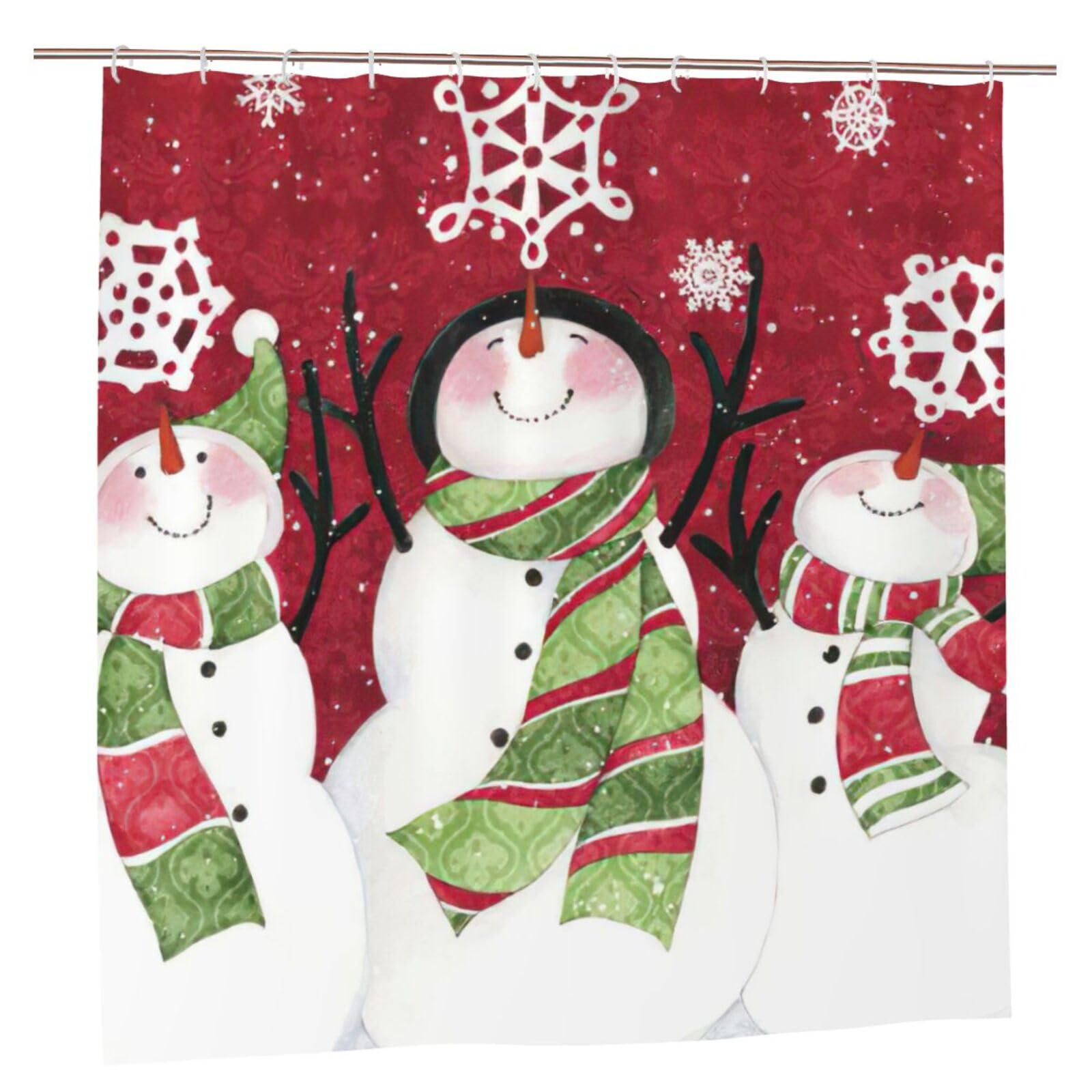 Rideau de douche bonhomme de neige pour une décoration de salle de bain hivernale