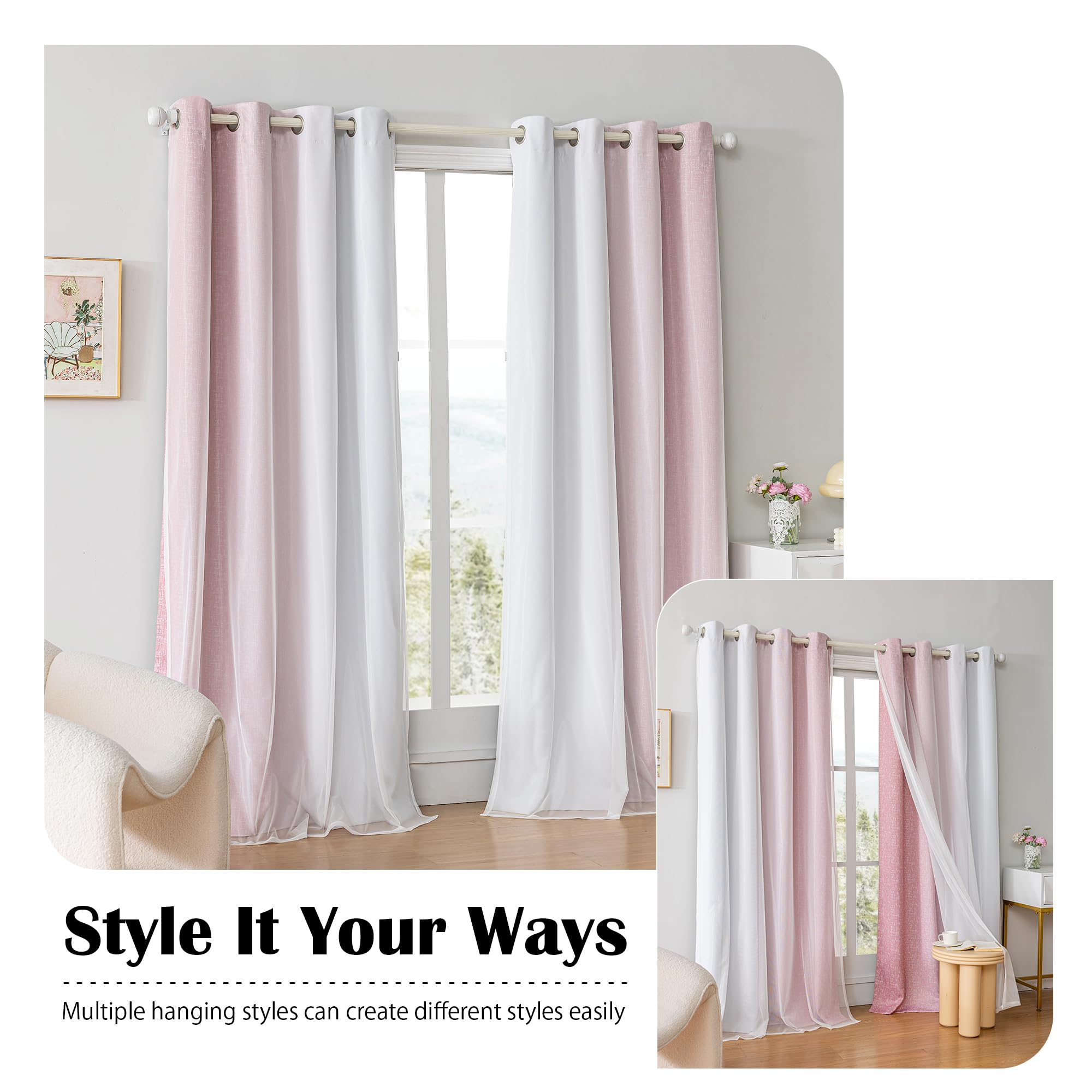 Amazon｜Geomoroccan オンブレ 遮光 ホワイトレース シアー エレガント