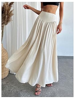 Amazon.com: Milumia Women's Pleated Flowy Long Skirts High