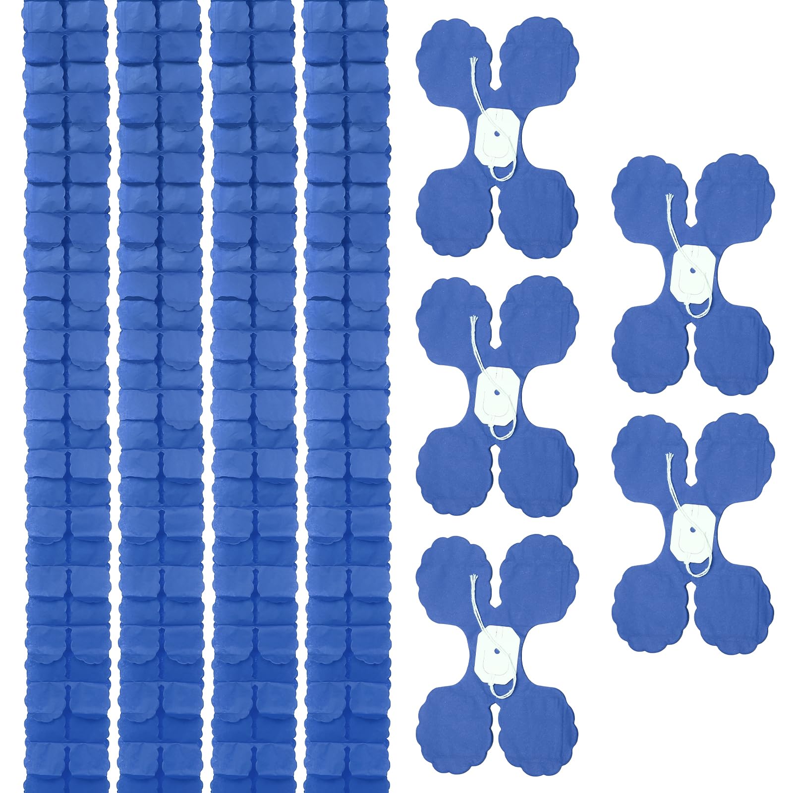 sourcing map 9 Pcs Four Leaf Paper Flowers Garland, Paper Streamers Reusable Hanging Garland for Home Birthday Wedding Party Backdrop Decoration, Dark Blue