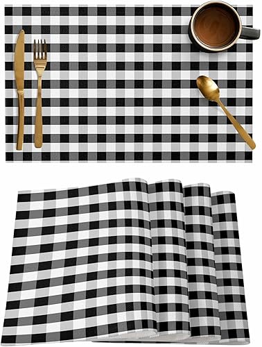 Vista 421 de Juego de 6 manteles individuales rojos para el día de San Valentín, diseño de corazón de San Valentín, resistentes al calor, lavables, manteles