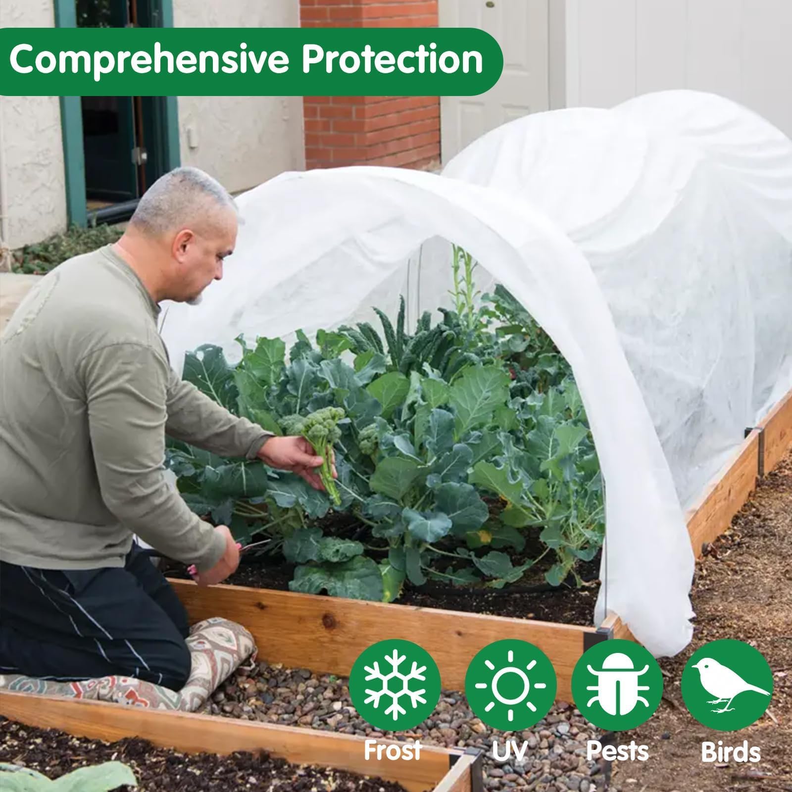 kockuu Cubiertas para plantas, protección contra la congelación, 10 x 30 pies, mantas blancas para plantas al aire libre, cubiertas flotantes de invierno para hileras de jardín, tela no tejida para