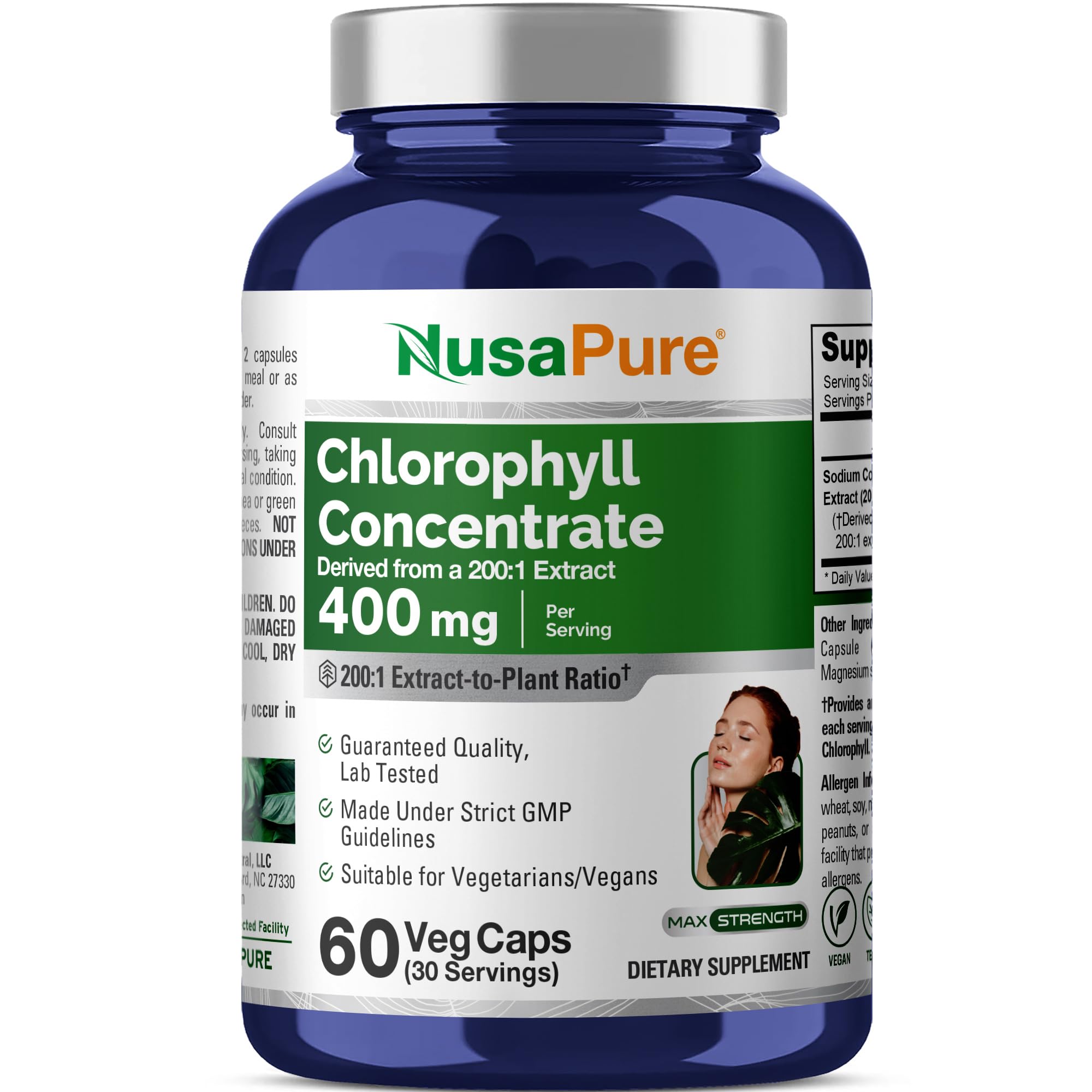 Chlorophyll Concentrate, Non-GMO, 400mg, 60 Veg Capsules - 30 Servings