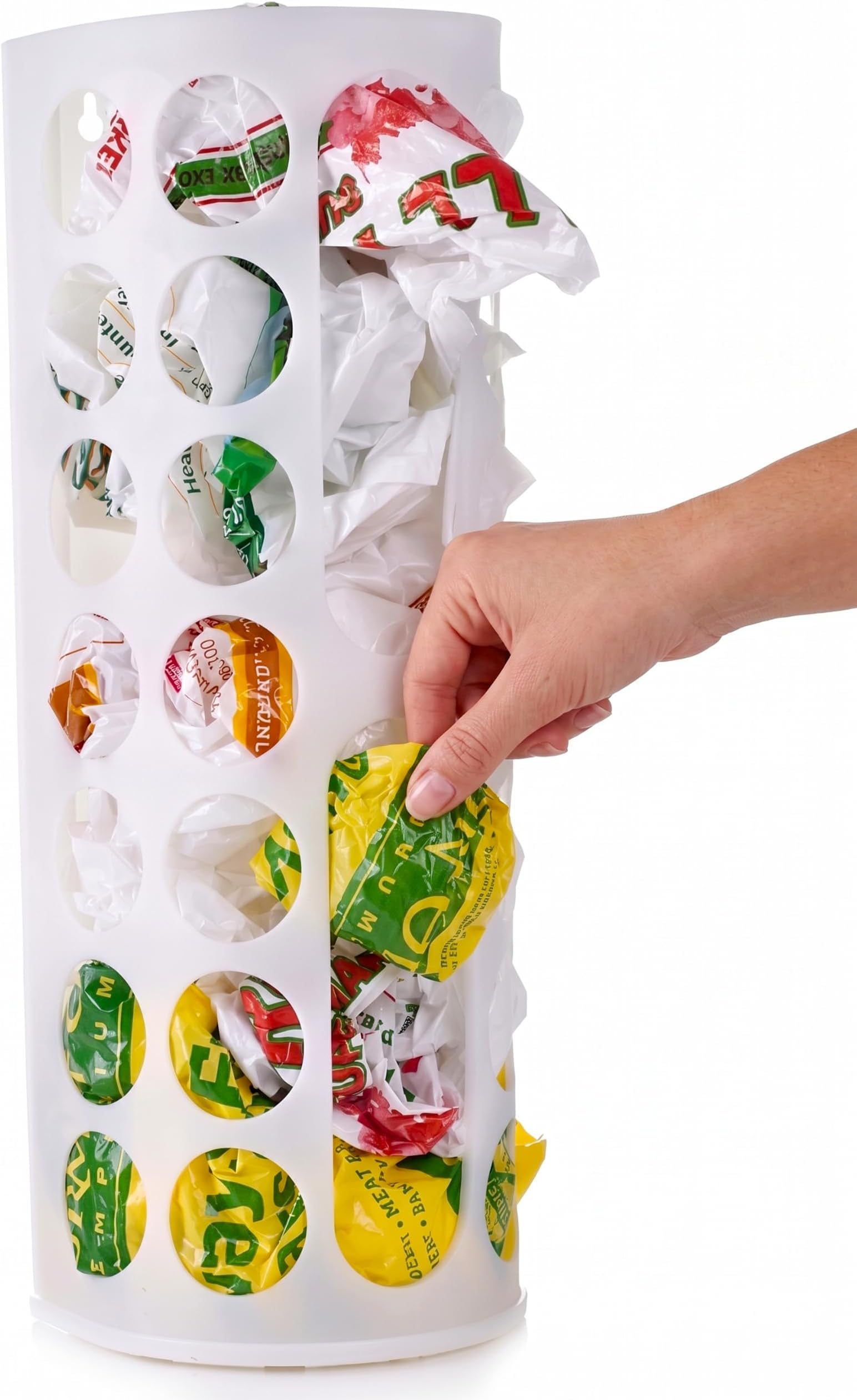 Handy Laundry Grocery Bag Storage Holder, Large Capacity Bag Dispenser, Neatly Store Plastic Shopping Bags & Keep Them Handy for Reuse, Access Holes Make Adding or Retrieving Bags Simple & Convenient