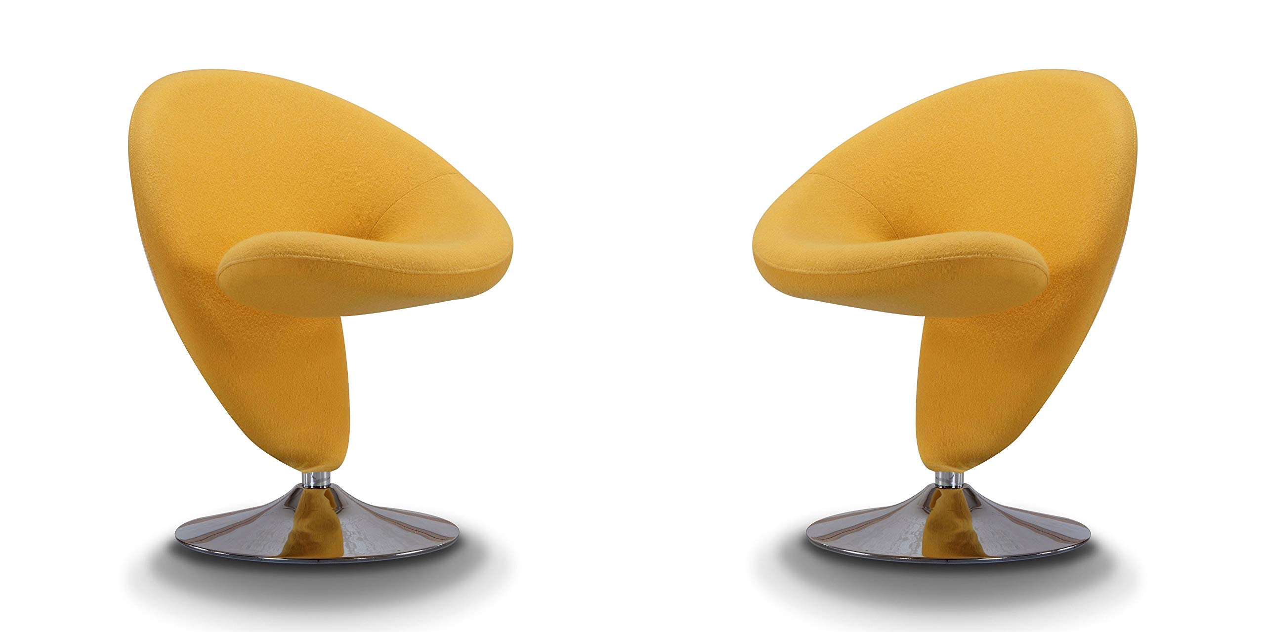 Manhattan Comfort Curl Swivel Accent Chair in Cream and Polished Chrome (Set of 2) | The Home Depot Canada