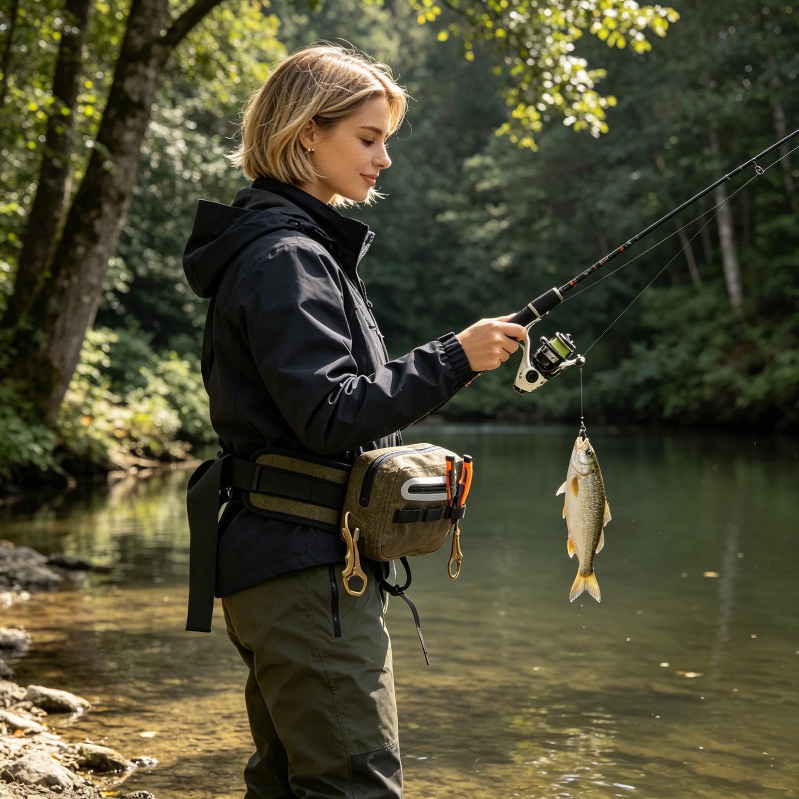 impermeabile per pesca a mosca, Verde militare, Vedere descrizione