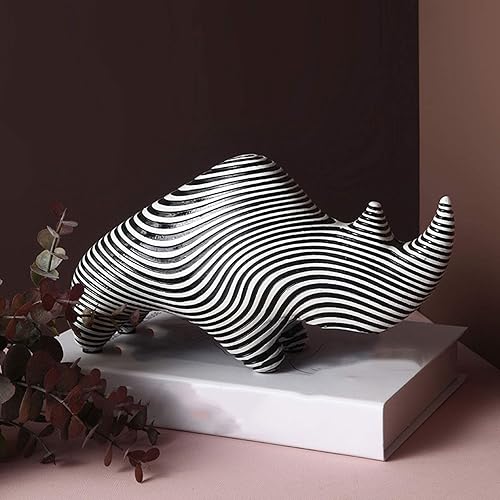 Miniatura 5 de Escultura china de la estatua del feng shui de resina de rinoceronte, artesanía para el hogar, decoración creativa de escritorio, adornos de arte de