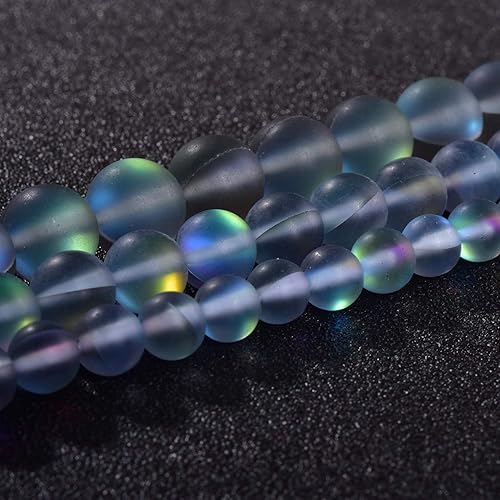 Miniatura 4 de 48 cuentas espaciadoras redondas sueltas de cuarzo místico gris natural de 0.315 pulgadas (0.315 in), esmeriladas de titanio mate, cuentas