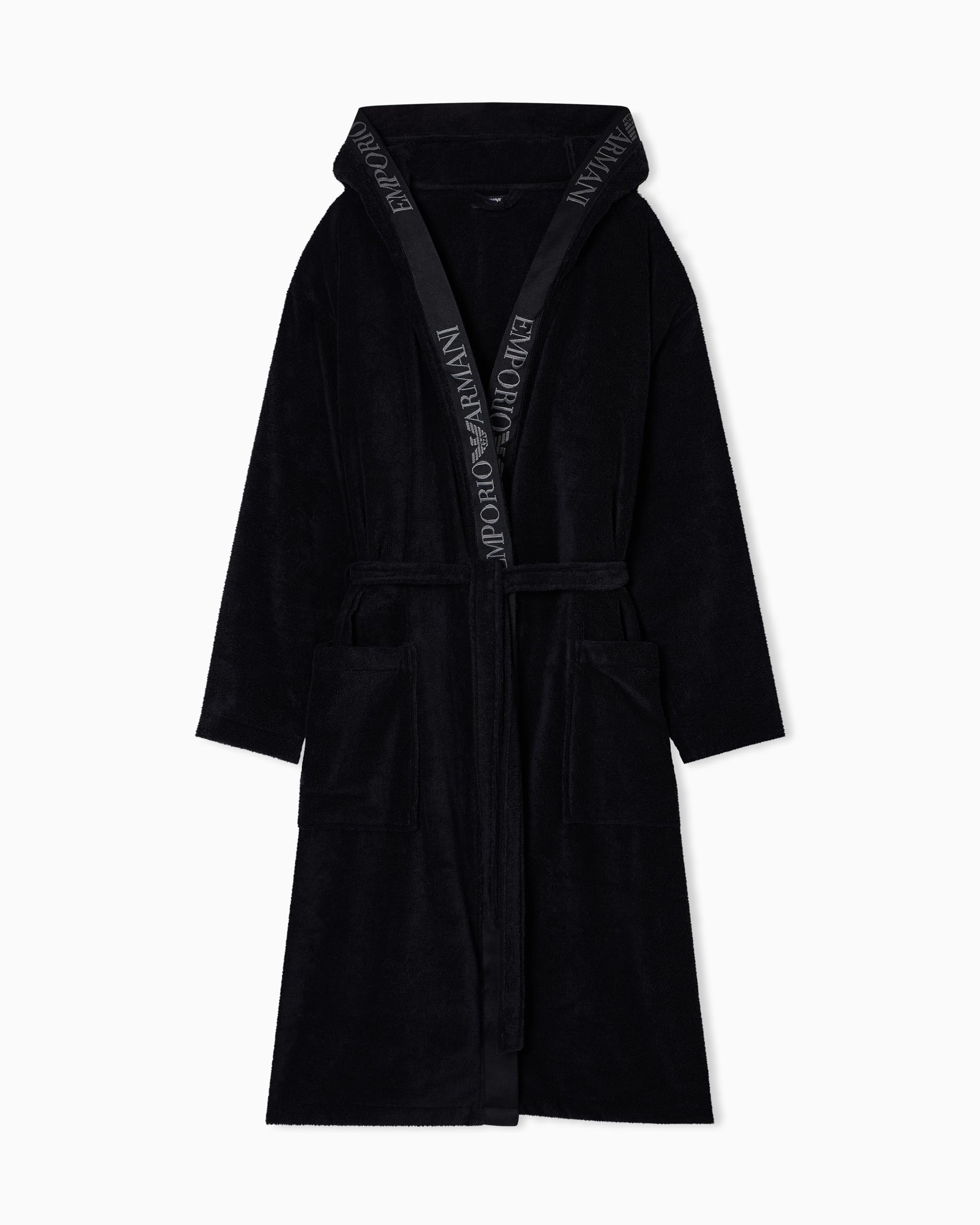 EMPORIO ARMANI Szlafrok męski z gąbką, czarny, L, Czarny, L