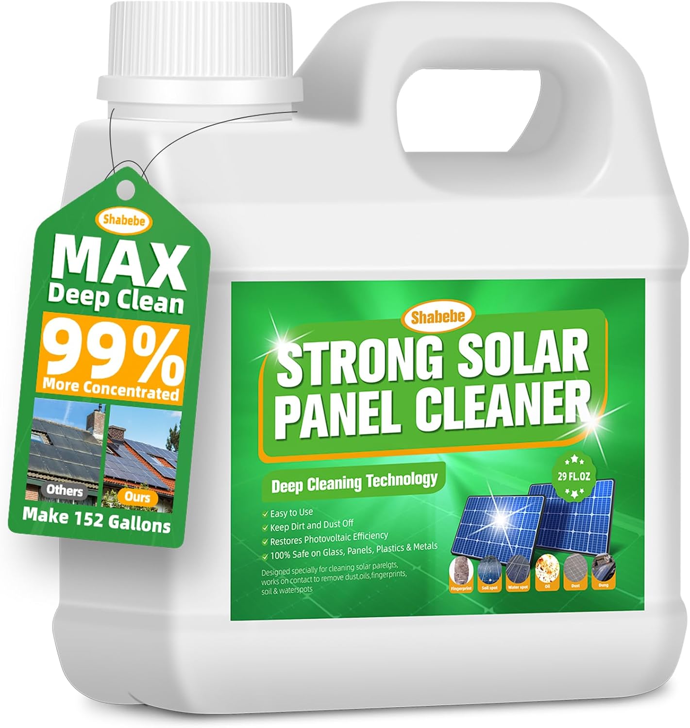 Solar Panel Cleaner 29oz (Makes 140 Gallons) – Ultra Concentrated Deep Clean Formula for Solar Panels, Glass, Stainless Steel & More, Streak-Free Finish