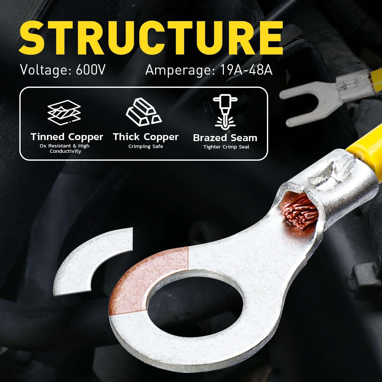 haisstronica Crimping Tool Kit with Non Insulated Wire Connectors, 420Pcs AWG 26-8 Uninsulated Butt Splice Ring Fork Terminals Assortment and Wire Crimper Tool